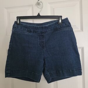 Slim-sation Navy Dark Blue Denim-like Strechy Women's Shorts SIZE 6